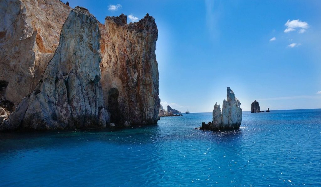 greek island, rocks, sea, nature, blue sky, poliegos