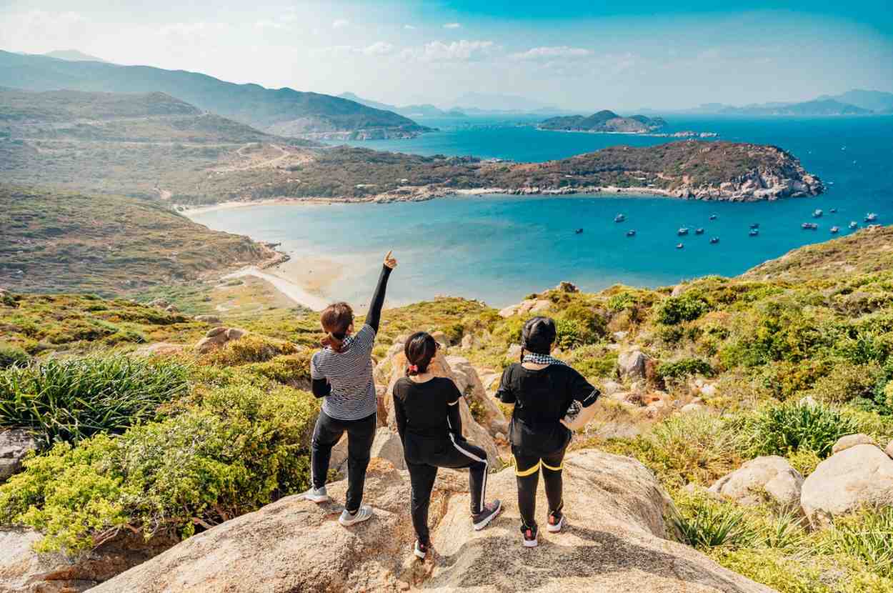 Friends overlooking a beautiful landscape